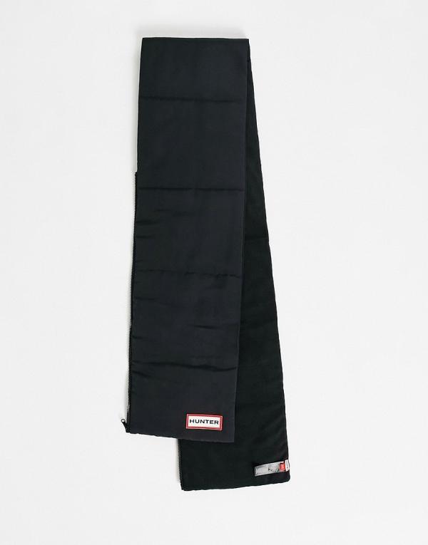 Hunter quilted zip front scarf with pockets in black