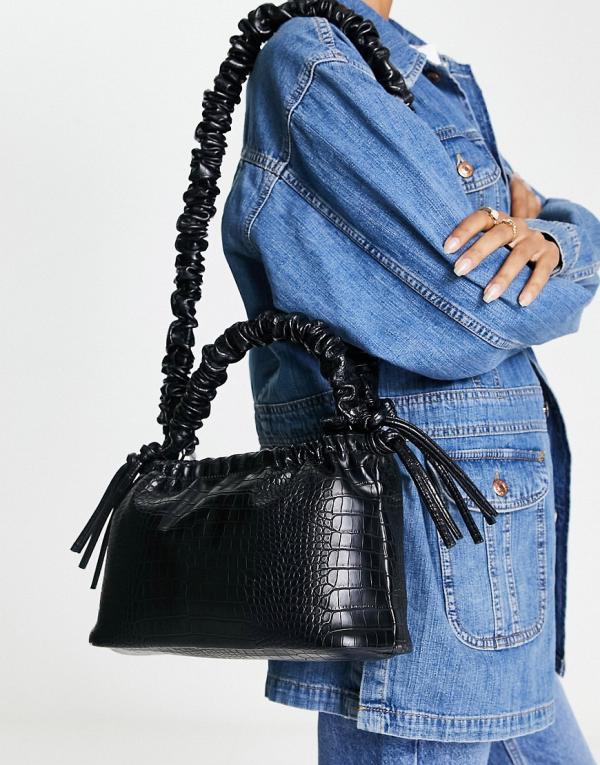 Hvisk Arcadia faux leather shoulder bag in black croc