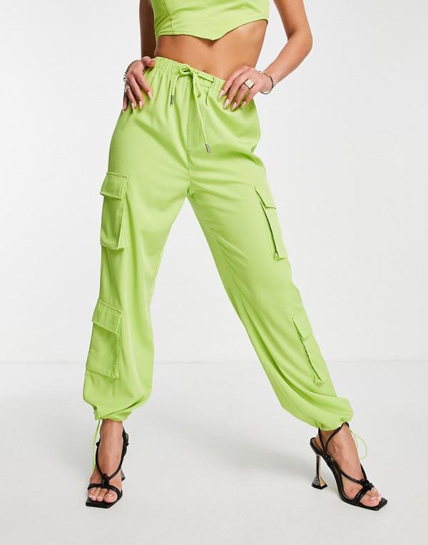 I Saw It First cargo pants in lime (part of a set)-Green