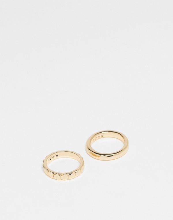 Icon Brand hex band ring set in gold