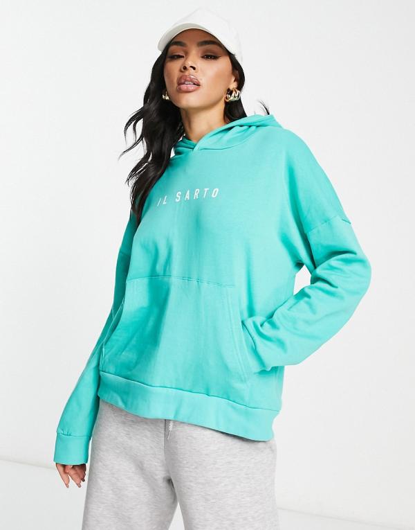 Il Sarto oversized logo hoodie in bright blue (part of a set)-Green