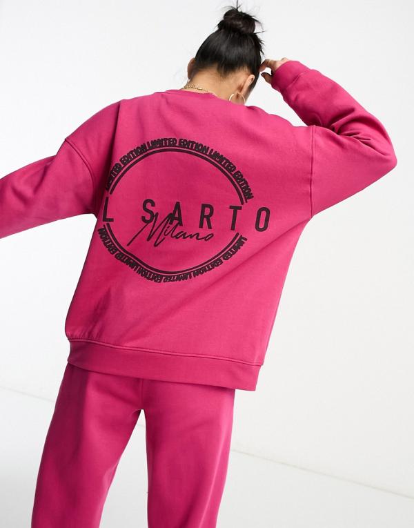 Il Sarto oversized sweatshirt with logo in bright pink (part of a set)