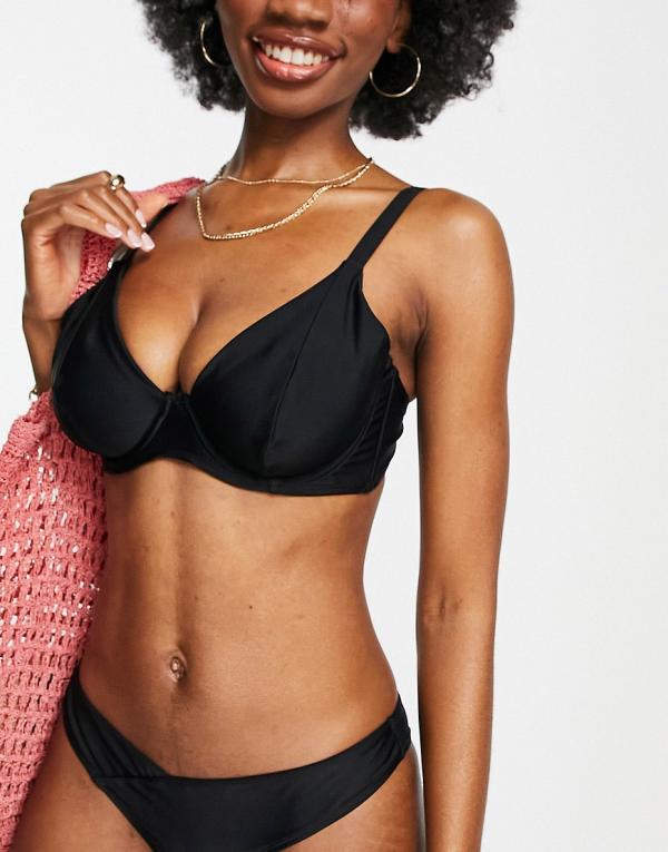 Ivory Rose Fuller Bust mix and match underwire bikini top in black