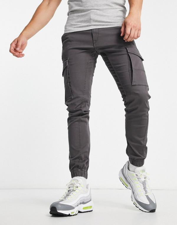 Jack & Jones Intelligence cuffed cargo pant in grey