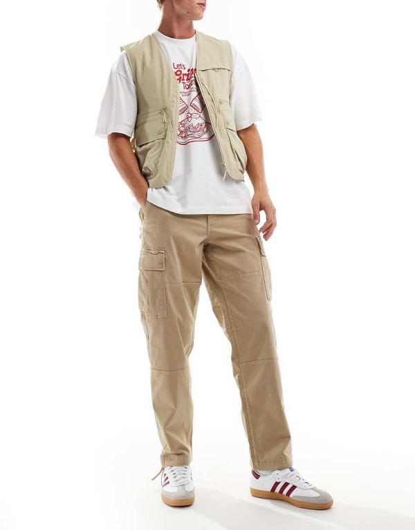 Jack & Jones Karl loose fit cargo pants in beige-Neutral