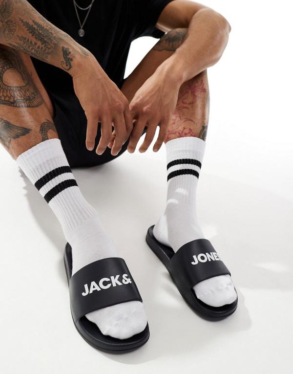 Jack & Jones logo sliders in black