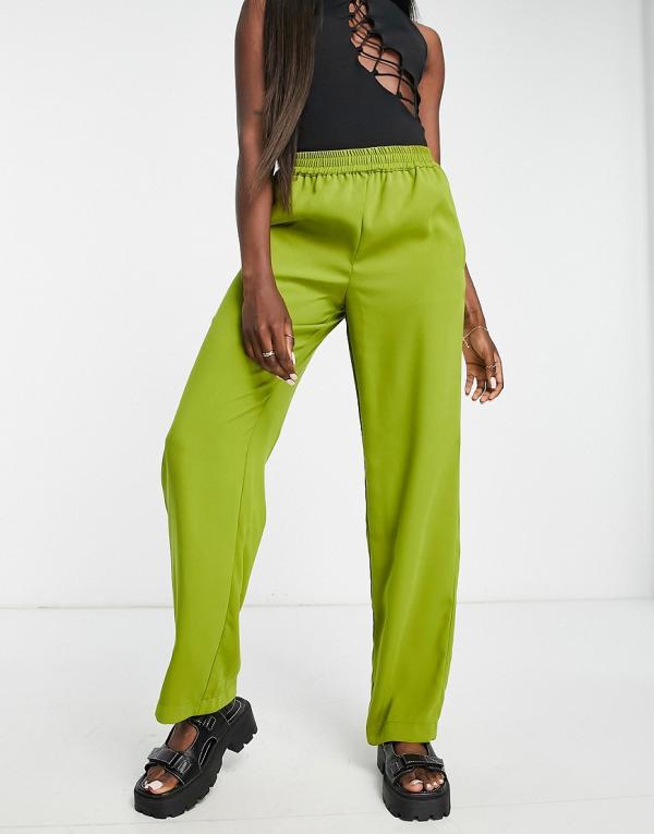 JJXX Poppy tailored dad pants in lime green