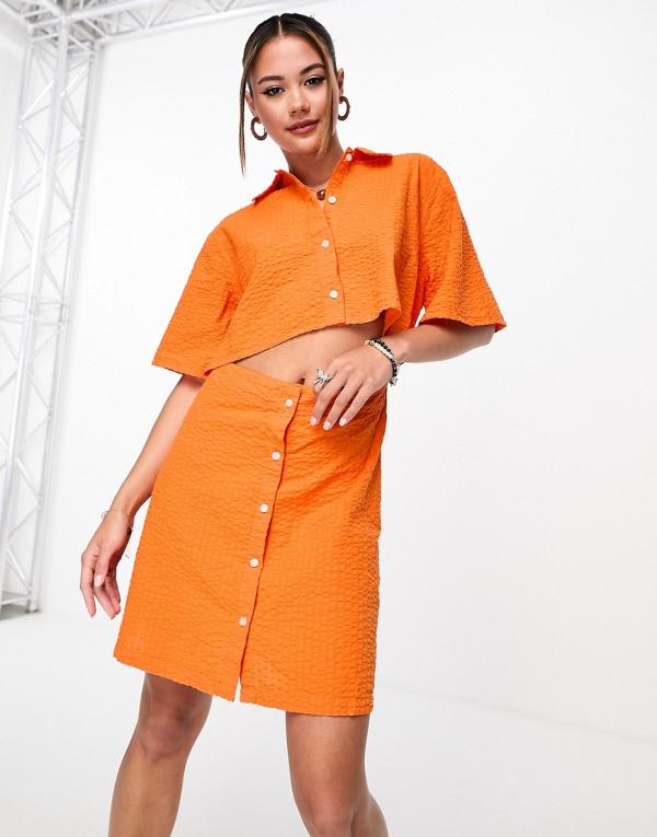 JJXX shirt mini dress with cut out detail in bright orange