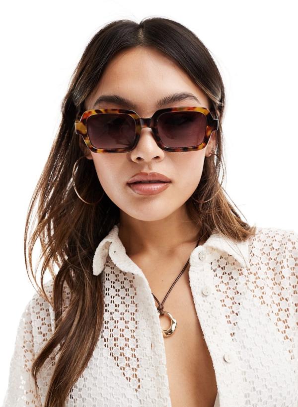 Kaiia tort frame rectangle sunglasses in brown