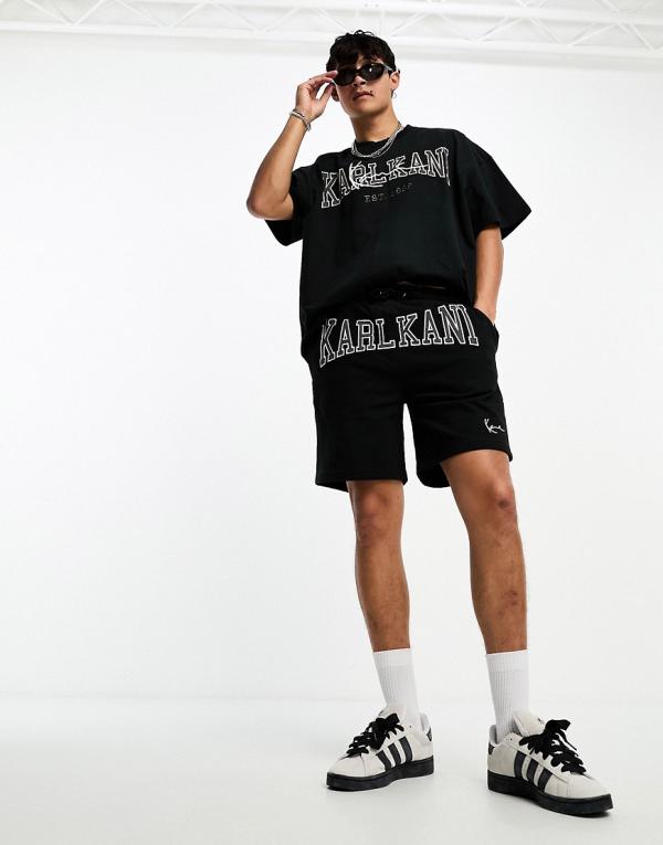Karl Kani college signature heavyweight jersey shorts in black (Part of a set)