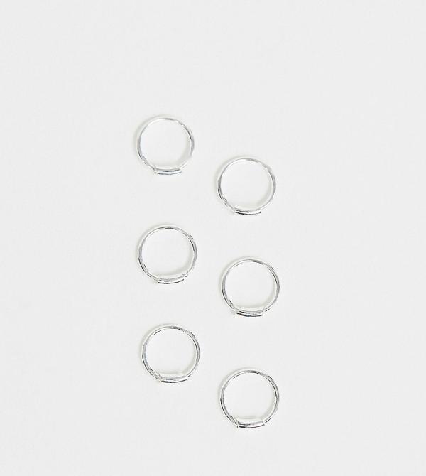 Kingsley Ryan Exclusive 8mm set of 3 tiny hoops in sterling silver