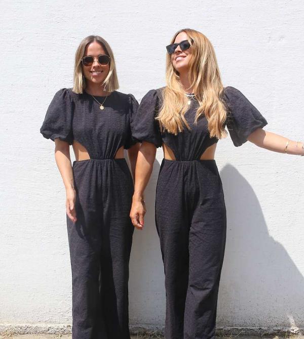 Labelrail x Collyer Twins broderie puff sleeve cut-out detail jumpsuit in black