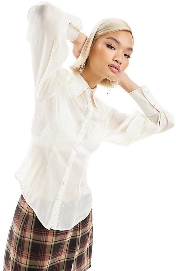 Labelrail x Dyspnea rodeo shimmer blouse in off white