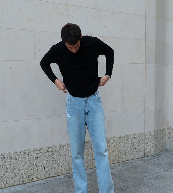 Labelrail x Isaac Hudson classic straight leg jeans in light blue wash