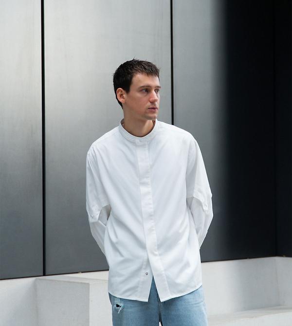 Labelrail x Isaac Hudson soft oversized sleeve detail shirt in off white