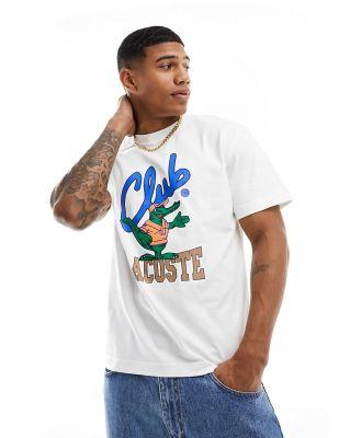Lacoste retro front graphics t-shirt in off white
