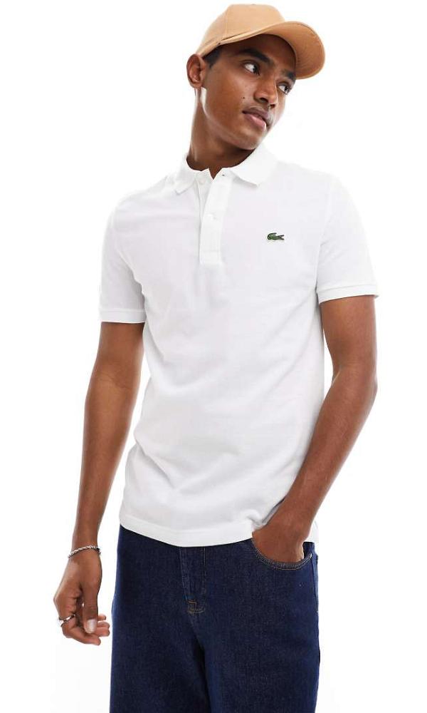 Lacoste slim fit pique polo in white