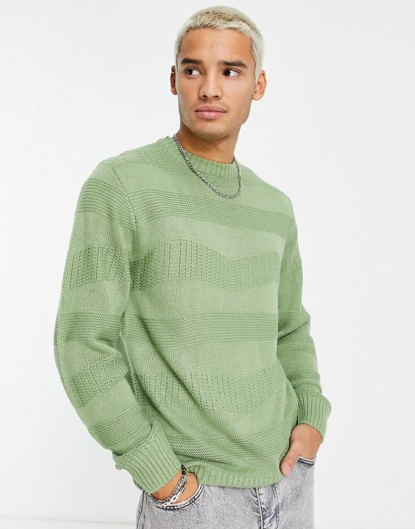 Le Breve wave knit jumper in green