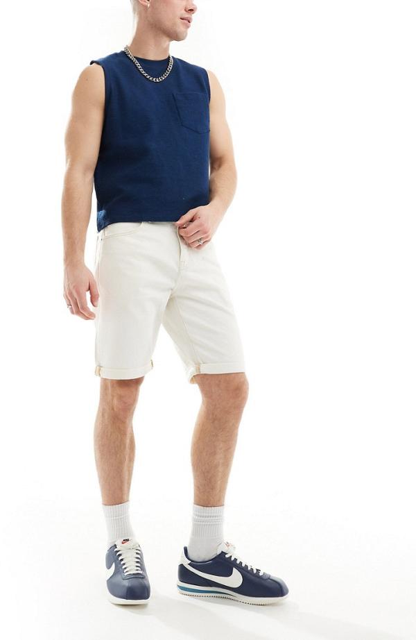 Lee 5 pocket straight denim shorts in clean white