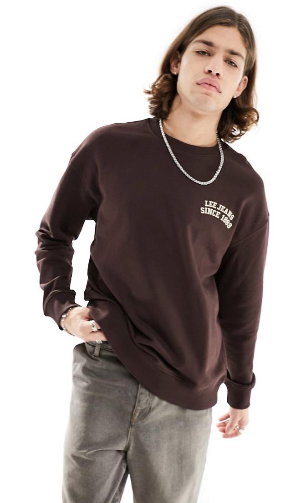 Lee chest arc logo oversized sweatshirt in brown