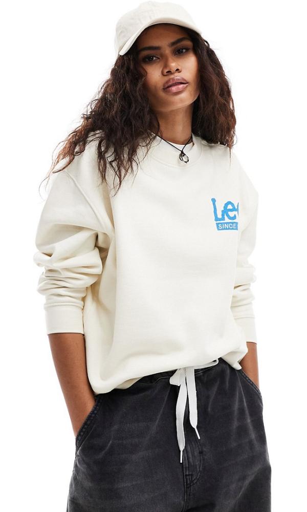 Lee Jeans logo sweatshirt in ecru-White