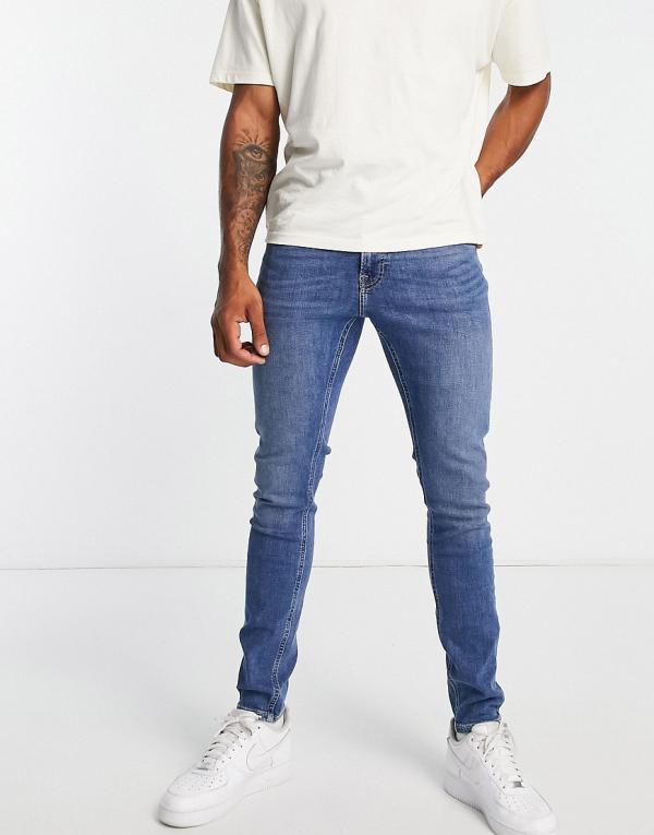 Lee Malone skinny fit jeans in mid worn wash-Blue