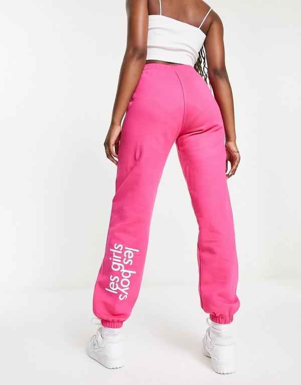Les Girls Les Boys lounge trackies in raspberry-Pink