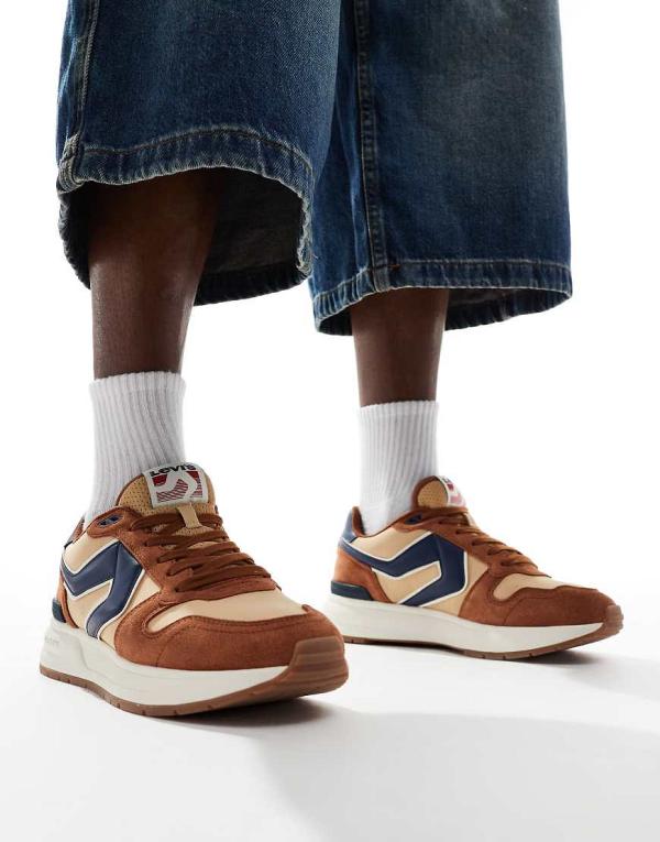 Levi's Charge suede denim sneakers in tan and navy