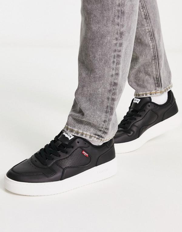 Levi's Glide leather sneakers in black with chunky sole and red tab logo