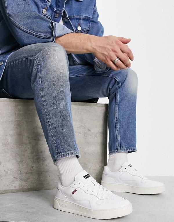 Levi's Glide leather sneakers in white with chunky sole and red tab logo