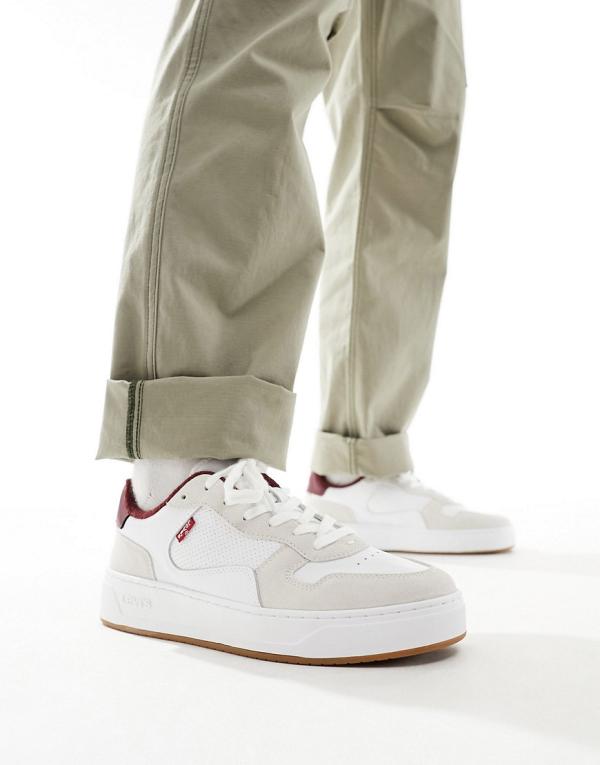 Levi's Glide leather sneakers with logo in cream suede mix-White