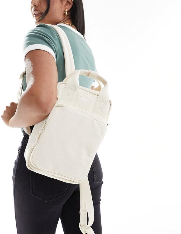 Levi's L-Pack mini backpack with logo in cream-White