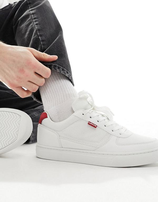 Levi's Liam leather sneakers with red backtab in white