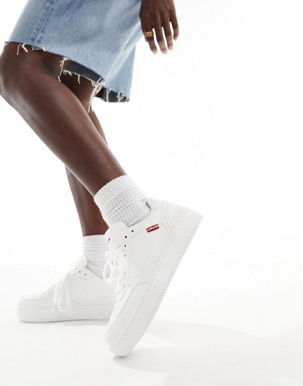 Levi's Paige leather sneakers in white with red tab logo