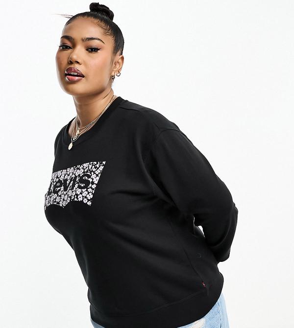 Levi's Plus sweatshirt with chest print batwing logo in black