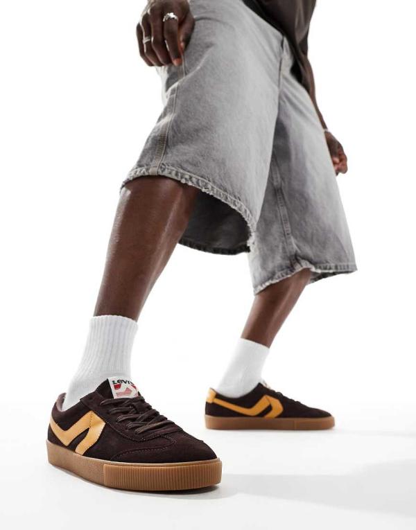 Levi's Sneak suede sneakers with gumsole in brown and yellow