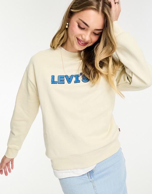 Levi's sweatshirt with chest logo in cream-White