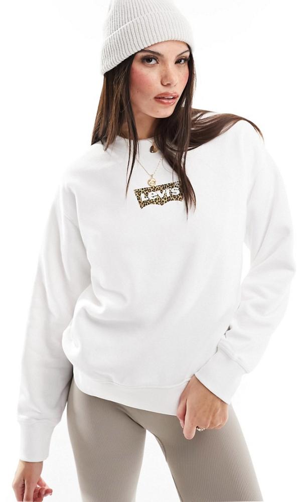 Levi's sweatshirt with leopard print logo in white