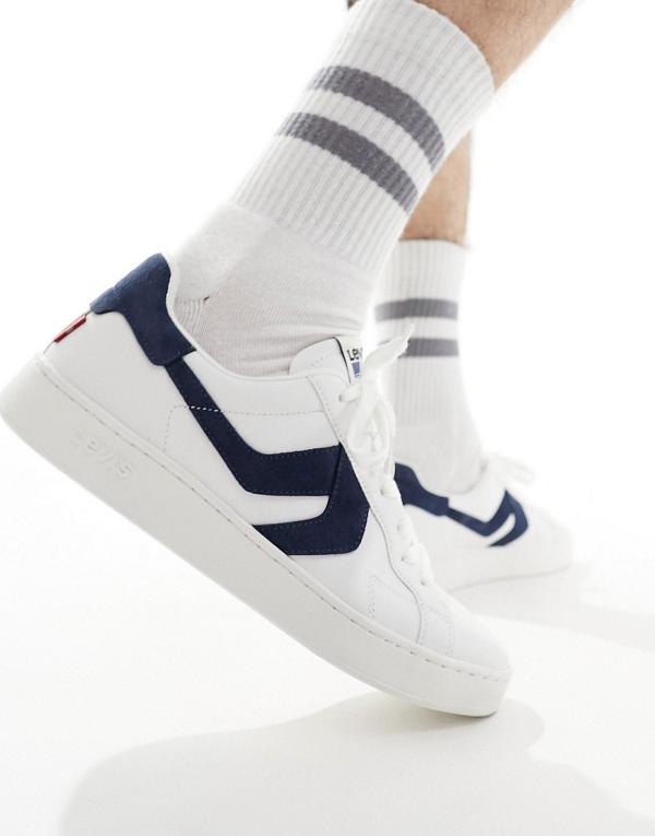 Levi's Swift leather sneakers in white with navy backtab