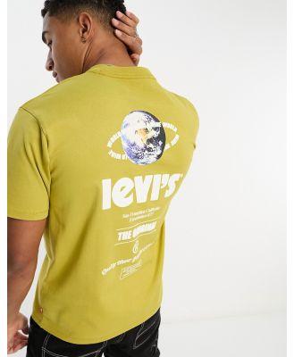 Levi's t-shirt in golden yellow with planet back print logo