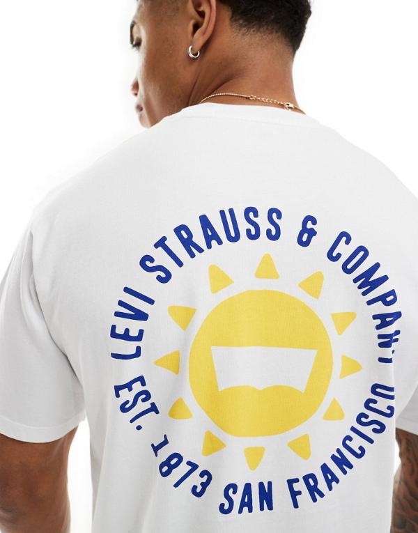 Levi's t-shirt with central sunshine print logo and back print in white