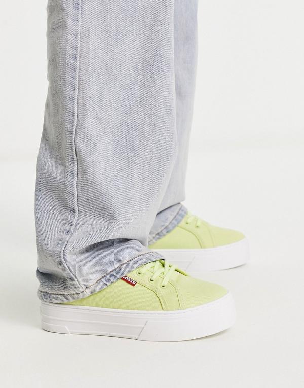 Levi's tab logo platform canvas shoes in light green-Neutral