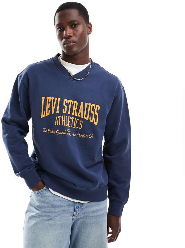 Levi's v-neck athletics logo sweatshirt in navy