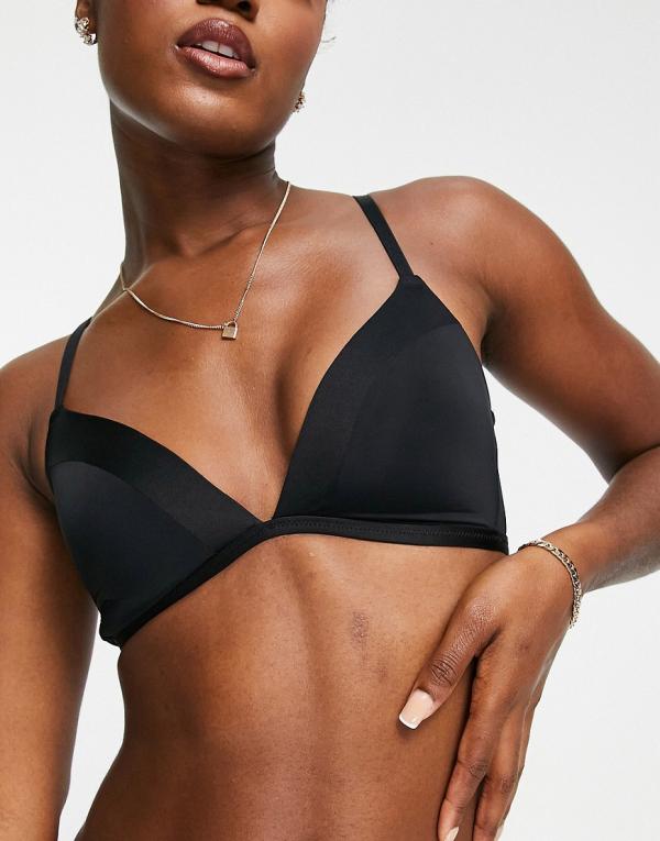 Lindex Mynta matte and shiny lightly padded wirefree plunge bralet in black
