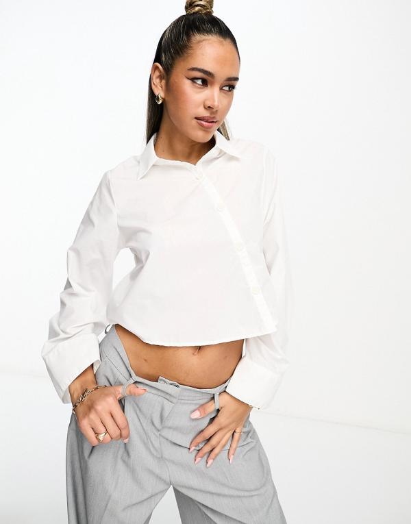 Lola May asymmetric wide sleeve shirt in white