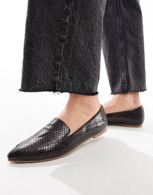 London Rebel pointed flat loafers in snake-Multi