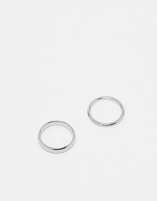 Lost Souls stainless steel pack of rings 4mm and 2mm in silver