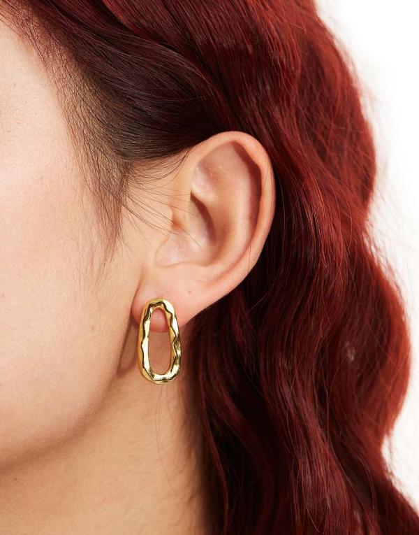 Lost Souls stainless steel wavy stud earrings in 18k gold plated