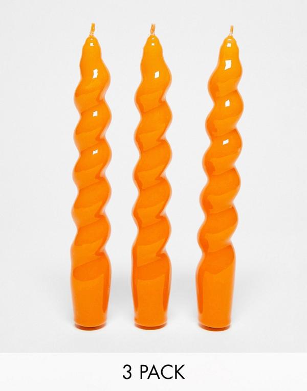 MAEGEN Orange Spiral Taper Candle 3 Pack-No colour