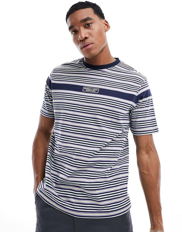 Marshall Artist stripe short sleeve t-shirt in navy-Blue